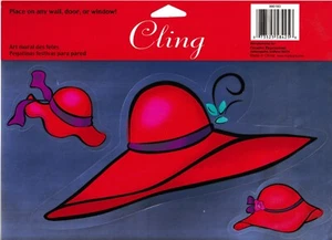 Red Hat Window Clings / Creative Expressions / Window Decal / Novelty Gift - Picture 1 of 4