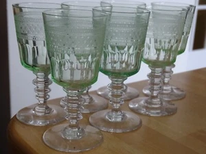 VAL ST LAMBERT 7 ANCIENS VERRES APERITIF CRISTAL MODELE OTHON OURALINE ht 11 cm - Imagen 1 de 10