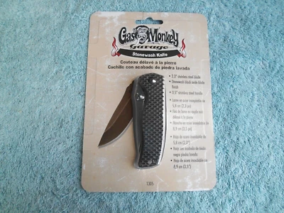 GAS MONKEY GARAGE #1305 STONEWASH POCKET KNIFE. NEW IN PACKAGE! - Image 1 of 4