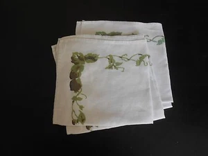 VINTAGE 4 GREEN AND BROWN LEAVES DESIGN---14" X 14" - Picture 1 of 1