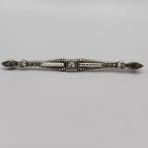 Spilla spilla barra Milgrain in pasta di argento sterling ornata edoardiana 4,4 g - Foto 1 di 12