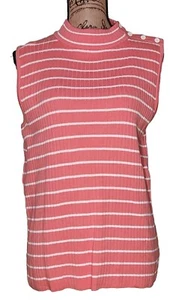 TALBOTS - Maglione senza maniche rosa a costine misto cotone - Donna taglia L - Foto 1 di 3