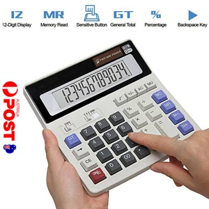 Desktop Calculator Basic 12-Digit Dual Power LCD Display for Office Business L - Picture 1 of 10