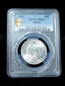 1936 50c Albany Commemorative Silver Half Dollar - PCGS MS64 - Picture 1 of 4