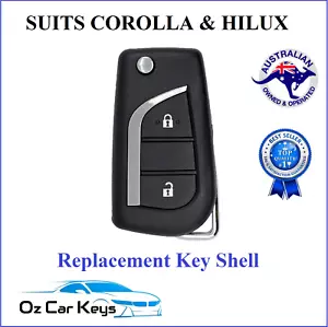 REMOTE KEY SHELL CASE COVER SUITS TOYOTA COROLLA HILUX GUN 126 FLIP 2014 + - Picture 1 of 8