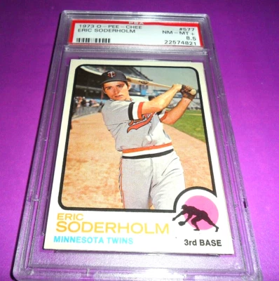 1973 O-PEE-CHEE #577 ERIC SODERHOLM RC MINNESOTA TWINS POP 1 PSA 8.5 NM MINT - Image 1 of 2