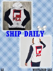 Sudadera con Capucha Original Fila Jacopo Bordada COSIDA Con Capucha Spellout Hombres LM935399 Grande L - Imagen 1 de 12