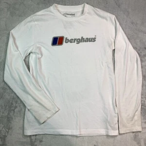 Berghaus Men’s Long Sleeve T Shirt UK XS Organic Big Logo White - Picture 1 of 10