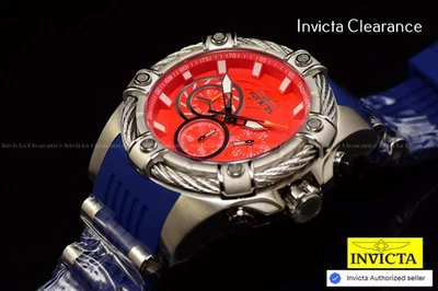 NOVO Relógio Invicta Bolt VESTIGE 52mm Cronógrafo Mostrador Vermelho Azul Marinho Tom de Aço SS - Imagem 1 de 4