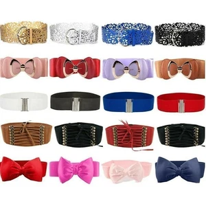 Women Ladies Fashion Stretch Elastic Waist Belt Wide Band Cinch Dress Waistband♡ - Picture 1 of 41