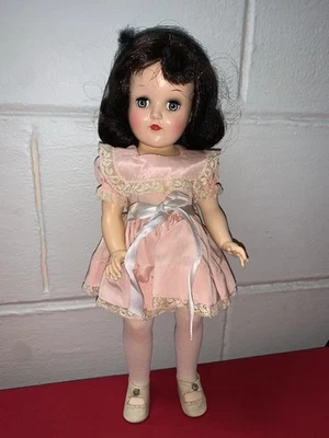 Beautiful! Vintage Hard Plastic 14” Toni Original Tagged Dress P-90 Black Wig - Image 1 of 4