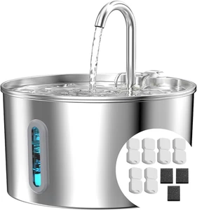 Fuente de agua para gatos de acero inoxidable: 74 oz/2,2 L fuente para gatos para beber - Pet Wa - Imagen 1 de 11