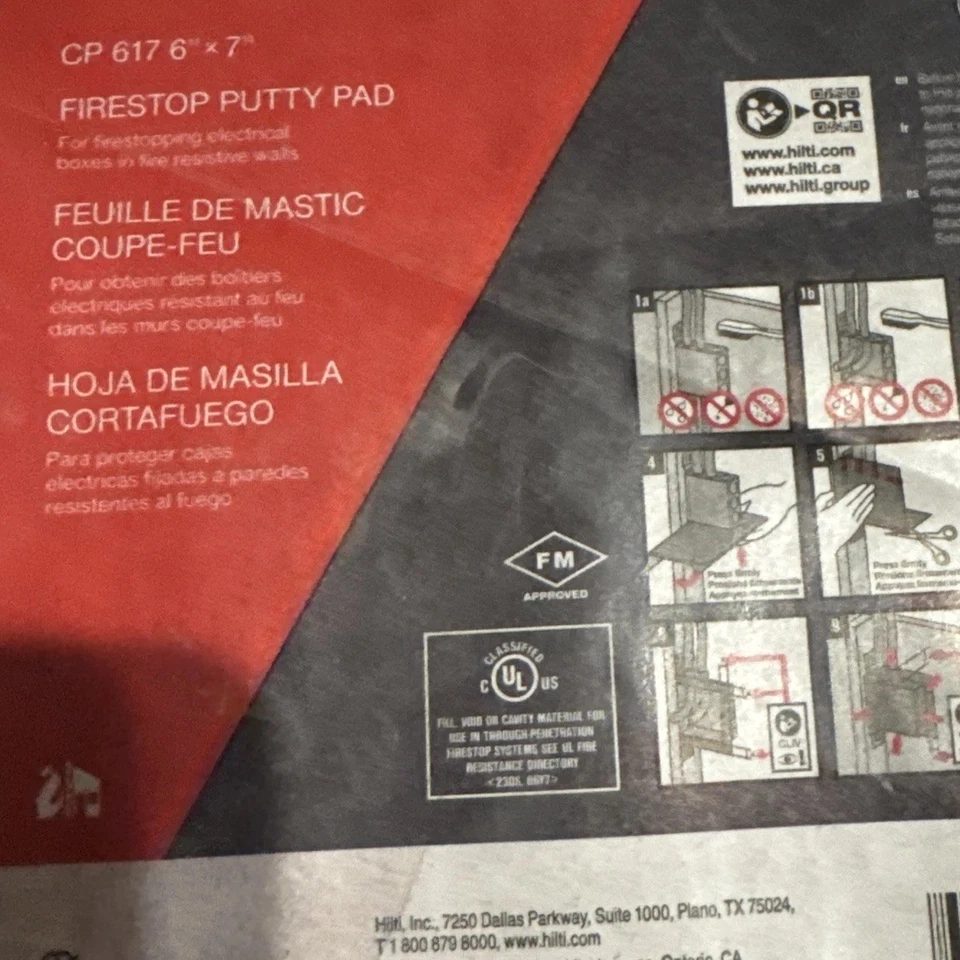 2 Boxes Hilti CP617 Fire Stop Putty Pads &  (12 20oz)Wood Frame Fire Stop Caulk - Image 1 of 4