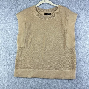Banana Republic Sweater Tank Womens M Tan Textured Knit Preppy Old Money Crew - Picture 1 of 13