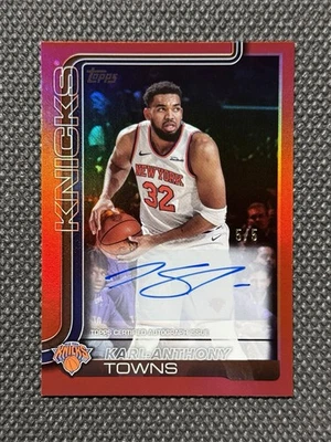 2025-26 Topps KARL ANTHONY TOWNS Autograph Red Foil 5/5 New York Knicks 🔥 - Image 1 of 3
