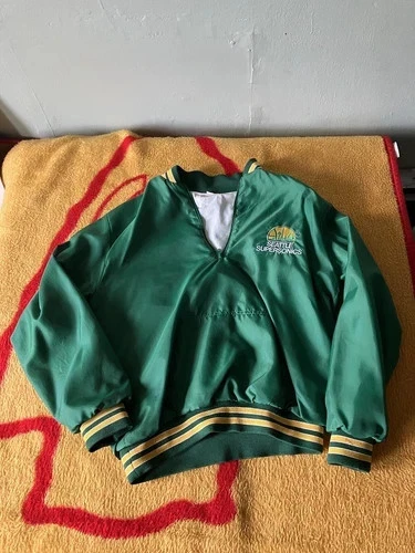 Seattle SuperSonics NBA Vintage Pullover Old School Green & Gold Medium Grt Cond - Image 1 of 1