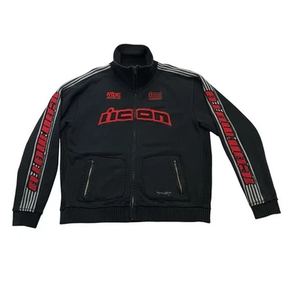 Jaqueta Icon Motorsports Masculina GG Preta Vermelha Zíper Completo Manga Longa Motociclista Motocicleta - Imagem 1 de 4