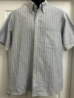Camisa de vestir Van Heusen para hombre 16,5 manga corta rayas sin arrugas Foto 1 de 4