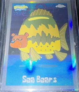 2025 Topps Cromo Bob Esponja Pantalones Cuadrados 25th Sea Bears #144 RARO HOLO REFRACTOR - Imagen 1 de 2