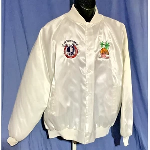 Vintage White Satin Jacket US Army Reserve Command ODC Seniors Support Team XL - Picture 1 of 5
