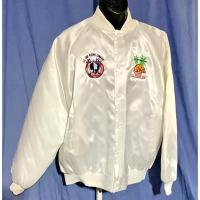 Vintage White Satin Jacket US Army Reserve Command ODC Seniors Support Team XL - Image 1 of 4