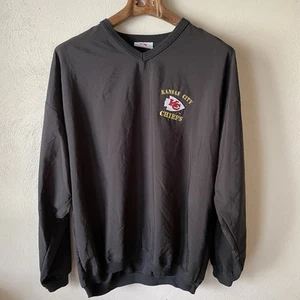 Vintage 90’s Kansas City Chiefs Black NFL Polyester Pullover Sweatshirt Size L - Picture 1 of 6