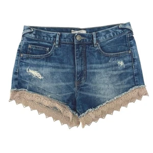 Free People Lacey High Rise Cutoff Shorts Womens 27 Blue Festival Distressed - Picture 1 of 5