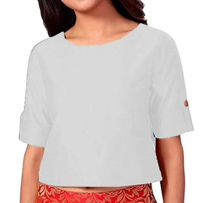 Blusa para mujer sari Dupion seda Wasit larga corta lista para usar hermosa Choli Foto 1 de 3