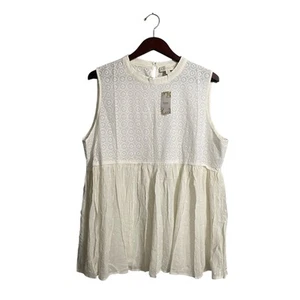 NWT Suzanne Betro Weekend White Eyelet V-Neck Boho Top Tunic MSRP $77 Plus Sz 2X - Picture 1 of 12