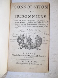 ✒ Seltene EO 1744 TRÖSTET DER GEFANGENEN Hilferuf für Verurteilte im Gefängnis - Bild 1 von 1