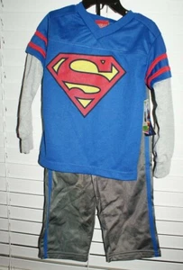DC Comics Superman Boy's Jogging Suit Size 4- 2 Piece Set Shirt/Pants NEW - Picture 1 of 8