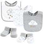 Ensemble bavoir et chaussettes en coton unisexe bébé Hudson, nuage gris, taille unique