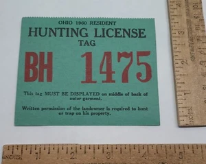 1960 OHIO RESIDENT - HUNTING and TRAPPING LICENSE - listing #7118 - Picture 1 of 6