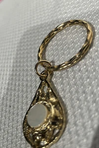 Vintage Style Gold Colored Pendant With Opal White Stone Keychain Or Pendant - Picture 1 of 3