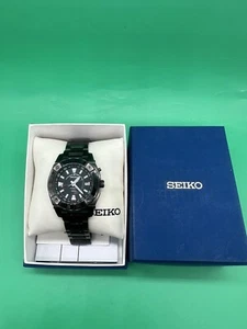 Seiko Mens 5M65-0AB0 Kinetic Divers Watch Black Stainless PVD/Date GMT Perfect - Picture 1 of 20