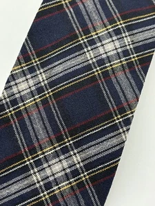 Vintage Pendleton Plaid 100% Virgin Wool Neck Tie Blue Plaid Made In USA - Picture 1 of 9
