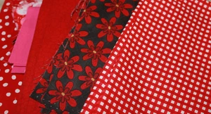 Reds Cotton Quilt Fabric Scrap Bag Florals, Checks and Dots - Picture 1 of 2