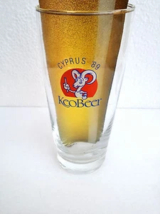 Vaso de cerveza KEO media pinta edición 89 logotipo adorno dorado 14,3 cm anuncios cerveza Chipre famosa - Imagen 1 de 3