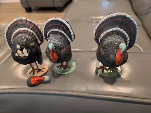 (3) Lote de pavos maché alemanes vintage con pies de metal Acción de Gracias - Imagen 1 de 5