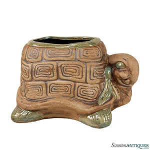 Mid-Century California Pottery Green Spot Glazed Turtle Planter - Picture 1 of 9