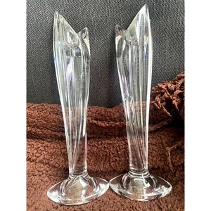 WATERFORD MARQUIS CRYSTAL PALMA CANDLESTICKS SCULPTED LEAVES MADE IN AUSTRIA - Picture 1 of 7