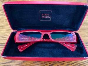 Vasos cuadrados usados Alan Mikli A0452, cuadros rojos, hechos a mano en Francia - Imagen 1 de 4
