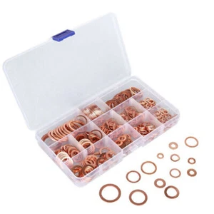280Pcs M5-M20 Assorted Copper Washer Gasket Set Flat Ring Seal Assortment Kit - Picture 1 of 5