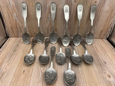 Bicentennial Spoon Collection 13 Pewter Spoons Franklin Mint 1976 - Image 1 of 4