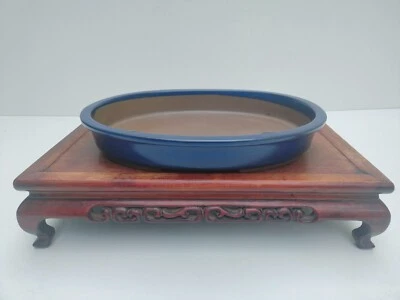 Maceta Bonsai Japón Azul Esmaltado Ovalado Ancho 37,4 cm/14,72 in. Foto 1 de 4