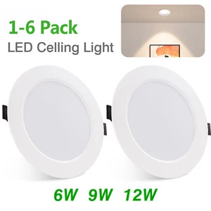 LED Round Ceiling Light Recessed Ultra Slim Panel Down Lights Spot Lamp UK Stock - Picture 1 of 21