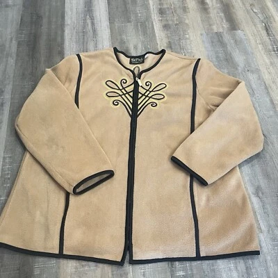 Chaqueta De Colección Bob Mackie 1X Vellón Usable Arte Marrón Bordado Cremallera Artística Deco Foto 1 de 4