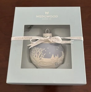 Blue Wedgwood Jasperware Ball Christmas Ornament Sleigh Ride - New In Box - Picture 1 of 7
