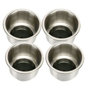 Amarine Made 4Pcs Stainless Steel Cup Drink Holder for Marine Boat RV Camper Car