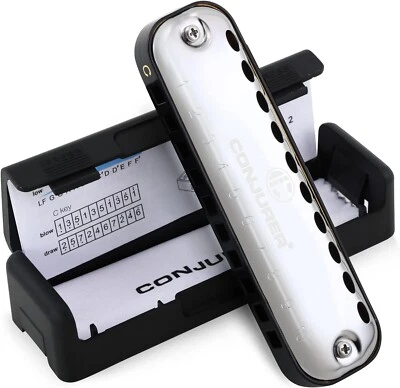 CONJURER 10 Hole Blues Diatonic Harmonica Key C Harp Mouth Organ with Case Gift - Image 1 of 4